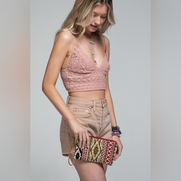 Handmade Hand Beaded Wristlet Clutch - Ethnic Inspired Design - Dyed Fine Cotton - Picture 3 of 7